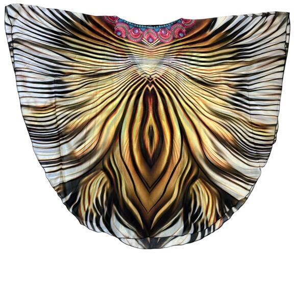 Y2k Embellished V-Neck Beaded Sheer Tunic Dress Colorful One Size - Picture 4 of 8